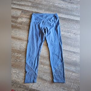 Blue Leggings with Lace Detail